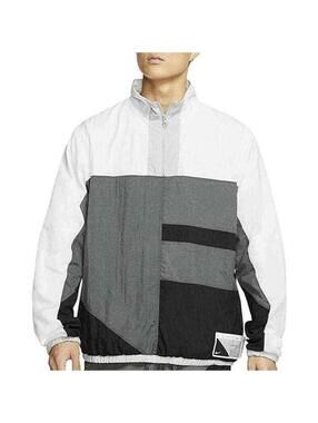 $100 1Nike Flight Basketball Jacket Size MEDIUM Men Iron Grey White Black CN8508